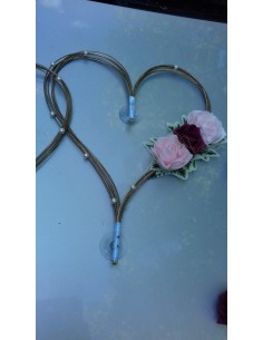 Décoration Voiture de mariage coeurs or, rose, bordeaux 2