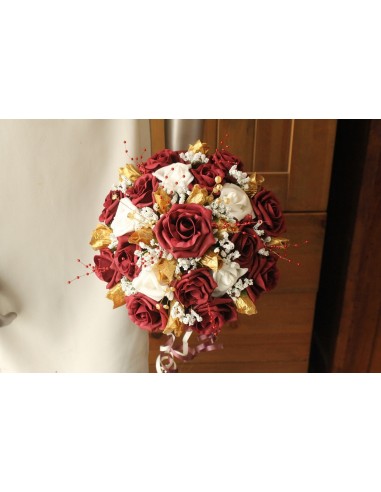 Bouquet rond bordeaux or