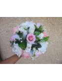 Bouquet Mariée Rond "Jardin Des Roses" avec perles, rubans