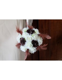 Beau Bouquet de Mariée Ivoire/chocolat ou blanc/chocolat 2