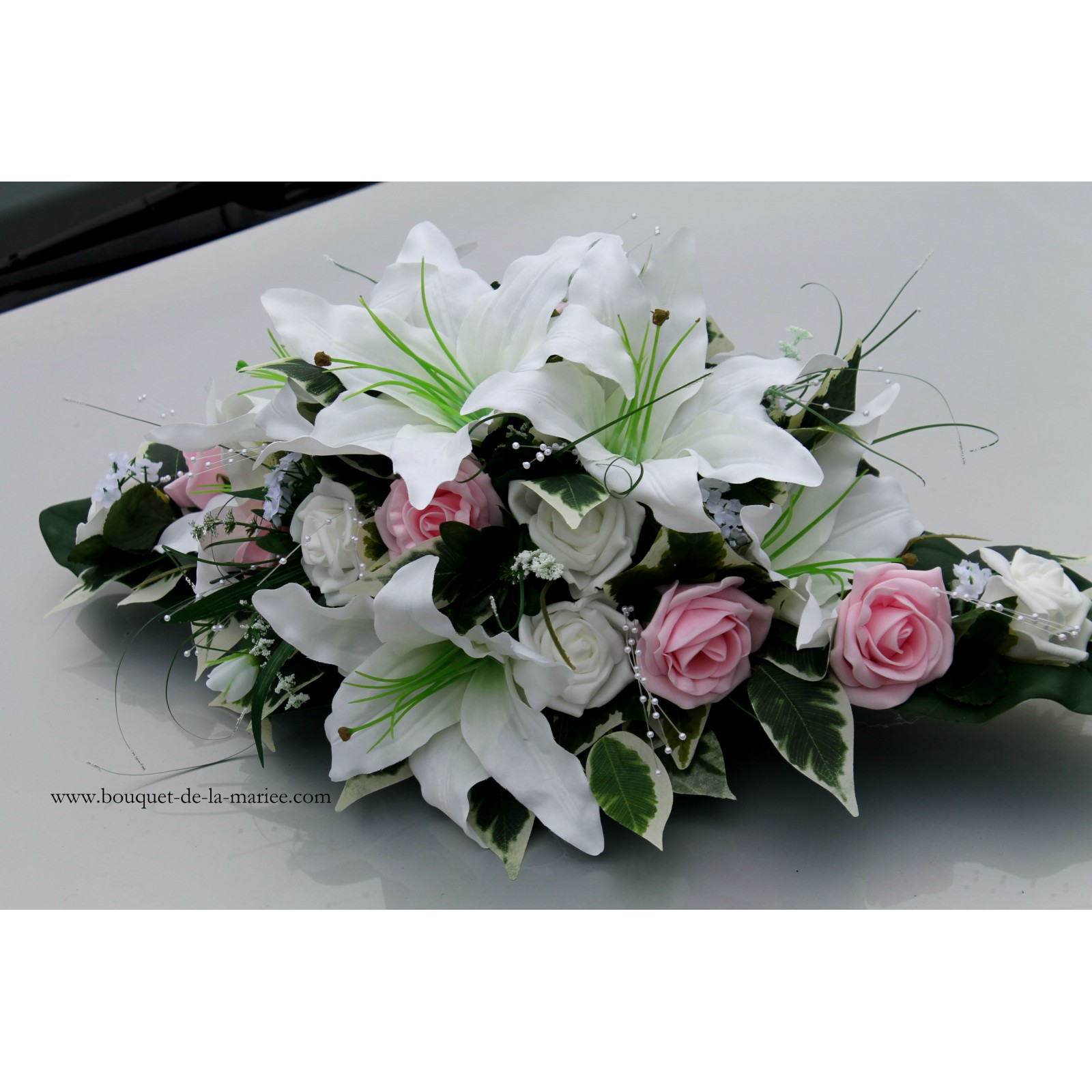 Décoration Kit pour Voiture Mariage Roses Blanc