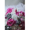 Bouquet Mariée Blanc, Rose, Argent, Strass et Plumes