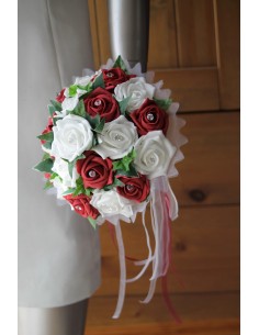 Promo de la semaine! Bouquet de Mariée rond roses avec diamants 2