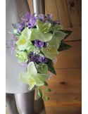 Resplendissant Bouquet de Mariée Cascade Vert Anis et Parme