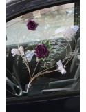 2 Magnifiques coeurs voiture mariage roses violet blanc