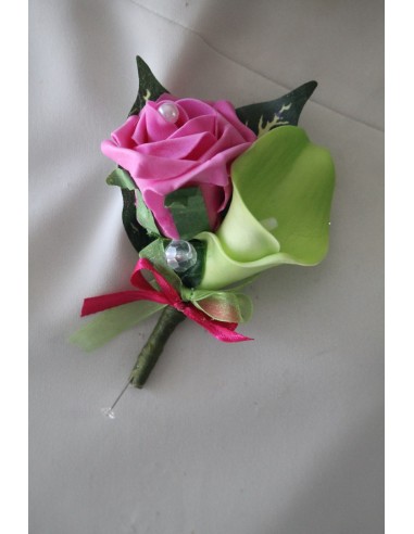 PROMO Bouquet Mariée tombant BIJOUX vert, fuchsia et blanc