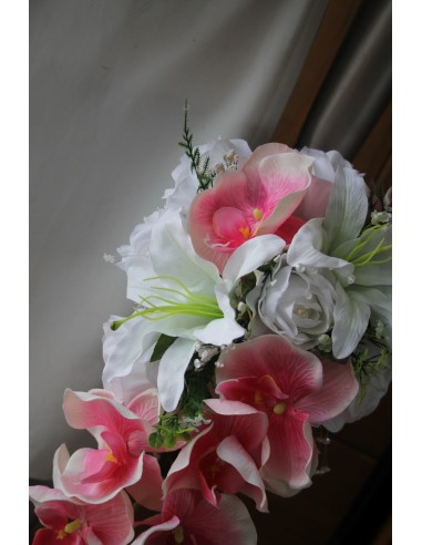 PROMO Bouquet de Mariée Tombant fait avec de belles orchidées rose