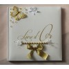 Livre d'or mariage couleur blanc et or dorée papillon perles