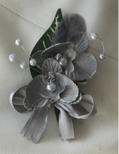 LOT Boutonnière, bracelet et épingle cheveux Mariage Orchidées gris