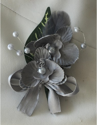 LOT Boutonnière, bracelet et épingle cheveux Mariage Orchidées gris