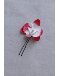 Epingle de cheveux avec orchidée fuchsia et blanc pour mariage