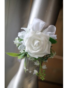 Bracelet fleurs Mariage rose blanche, petites lys, strass, muguet 2