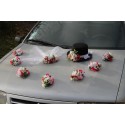 Décoration de voiture mariage thème chapeau et voile champêtre