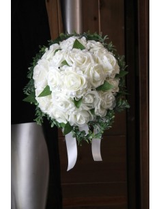 Unique Bouquet de mariée thème ivoire avec des Roses et Perles