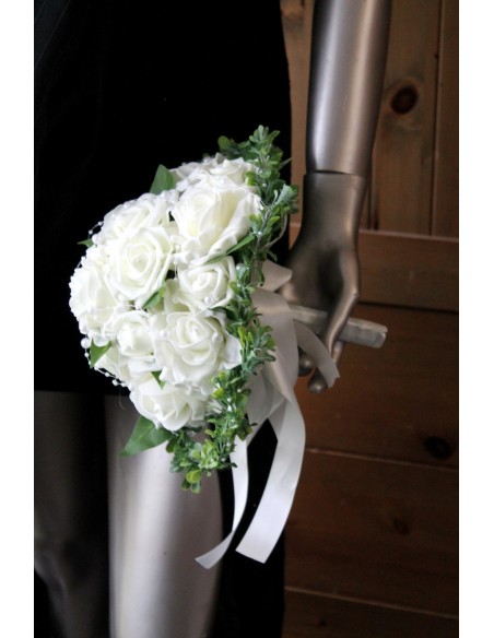 Unique Bouquet de mariée thème ivoire avec des Roses et Perles
