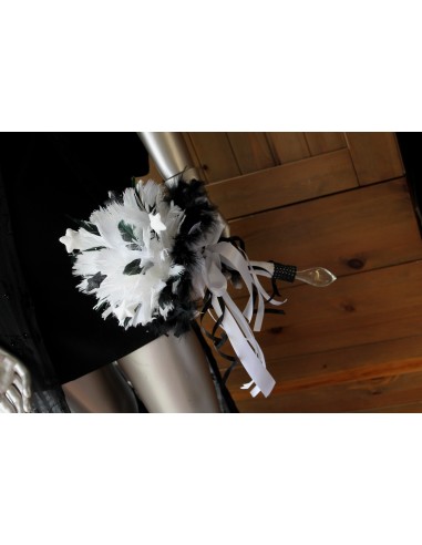 Bouquet Rond Etoiles blanc / argent / touches noir