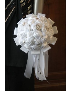 Bouquet Mariée Rond roses satinée blanches