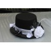 Chapeau et voile noir blanc strass fleurs voiture de mariage