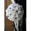 Bouquet mariée ivoire, bleu et gris orné des strass