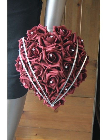 Bouquet de la Mariée de style "Cœur Bordeaux avec Diamants"