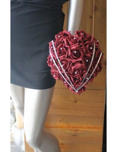 Bouquet de la Mariée de style "Cœur Bordeaux avec Diamants"