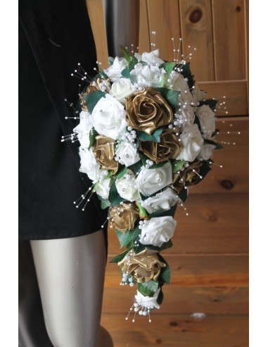 Lot Bouquet Mariée or et 6 boutonnières