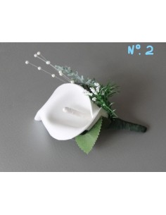 Lot de 13 Boutonnières Mariage couleur blanc et peche 2