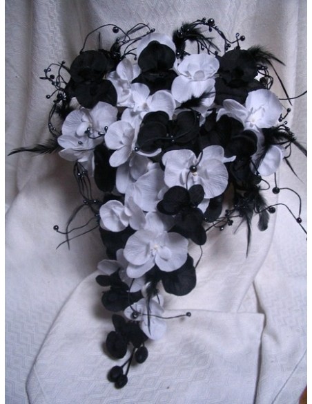 Promo: Bouquet de Mariage Baroque avec orchidées noires,blanches