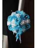 Bouquet Mariée Rond arums turquoise fait main