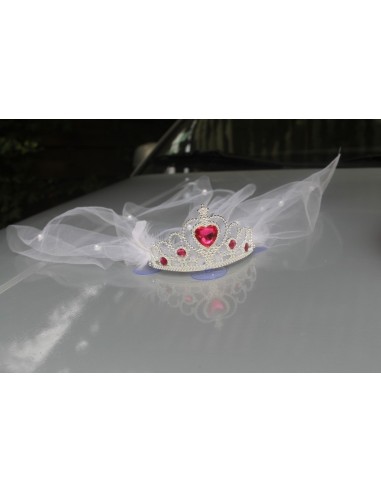 Chapeau et voile Rose Fuchsia fleurs voiture de mariage