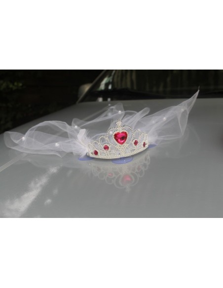 Chapeau et voile Rose Fuchsia fleurs voiture de mariage