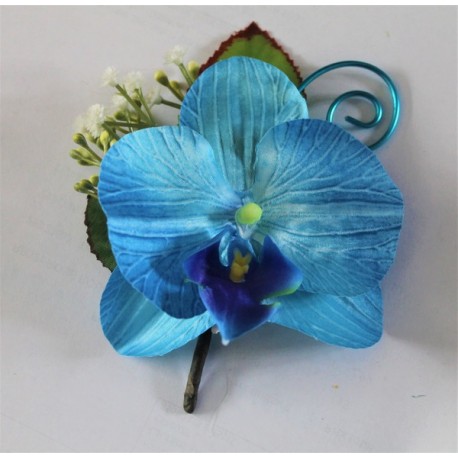 Boutonnière Mariage Orchidée Bleu