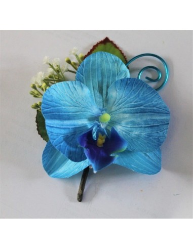 Boutonnière Mariage Orchidée Bleu