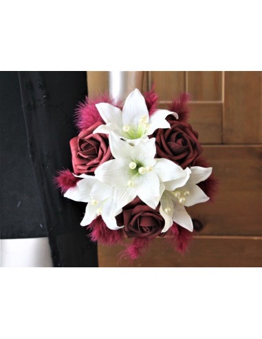 Bouquet demoiselle honneur bordeaux et blanc