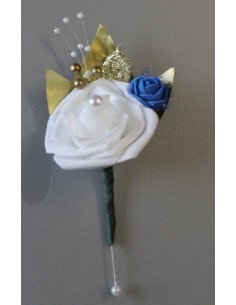 Bouquet de mariée bleu roi, blanc et Or 2