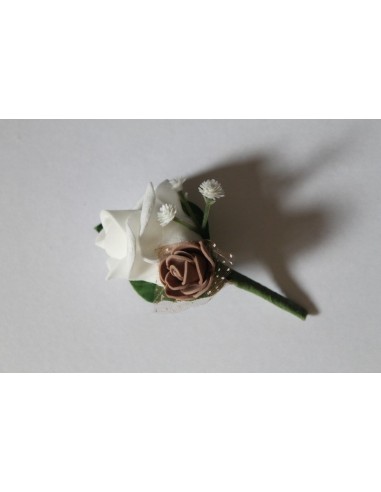 Boutonnière pour Mariage ivoire et chocolat