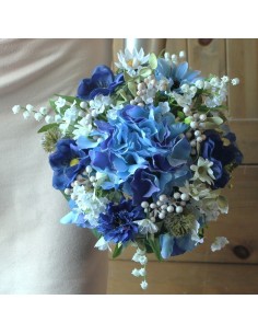 Commande privé 2 x Bouquet de mariée couleur bleu et blanc