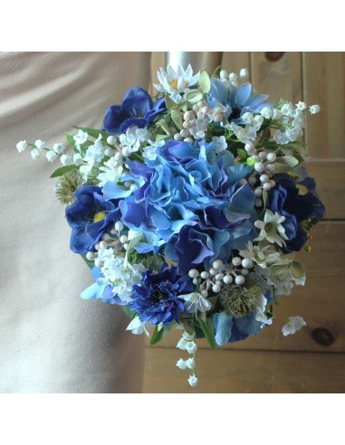 Commande privé 2 x Bouquet de mariée couleur bleu et blanc