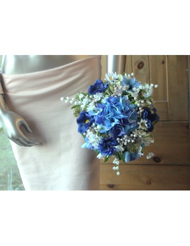 Commande privé 2 x Bouquet de mariée couleur bleu et blanc