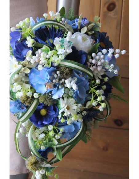 Commande privé 2 x Bouquet de mariée couleur bleu et blanc Commande privé 2 x Bouquet de mariée couleur bleu et blanc