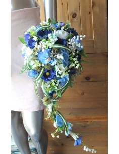 Commande privé 2 x Bouquet de mariée couleur bleu et blanc 2