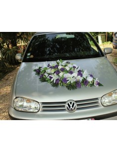 Commande sur mesure : Compostions florales blanc et violet 2