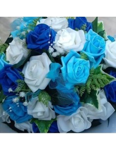 Composition de voiture pour mariage thème bleu roi et turquoise 2