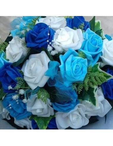 Composition de voiture pour mariage thème bleu roi et turquoise