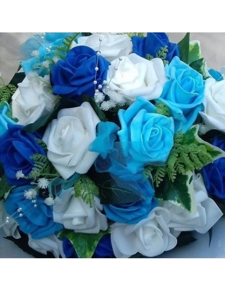 Composition de voiture pour mariage thème bleu roi et turquoise