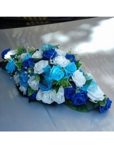 Composition de voiture pour mariage thème bleu roi et turquoise