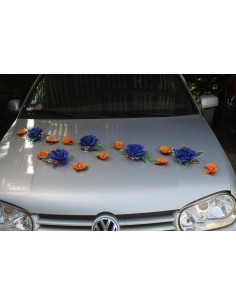 Compositions florales pour mariage orange et bleu 2