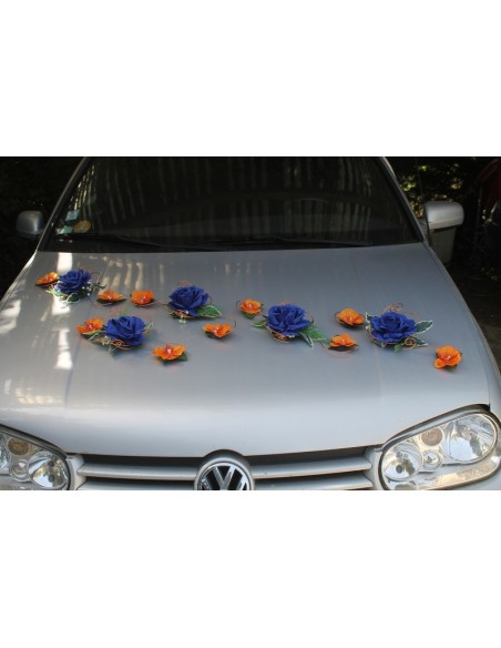 Compositions florales pour mariage orange et bleu Compositions florales pour mariage orange et bleu