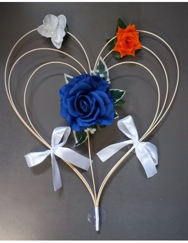 Compositions florales pour mariage orange et bleu