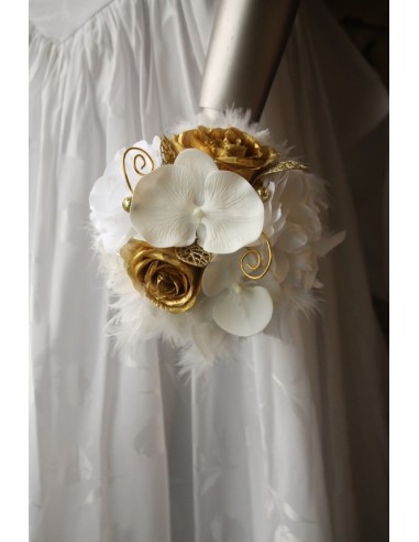 Bouquet demoiselle d'honneur blanc et or